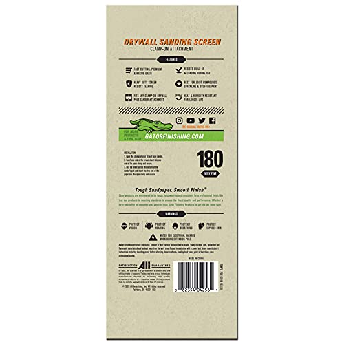 Gator Clamp-On Precut Drywall Sanding Screen, 4-1/4″ x 11-1/4″, 180 Grit, 25 Pack on Sale