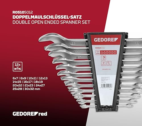 GEDORE-R05105012 RED Open ended spanner set size6-32mm 12pcs Hot on Sale