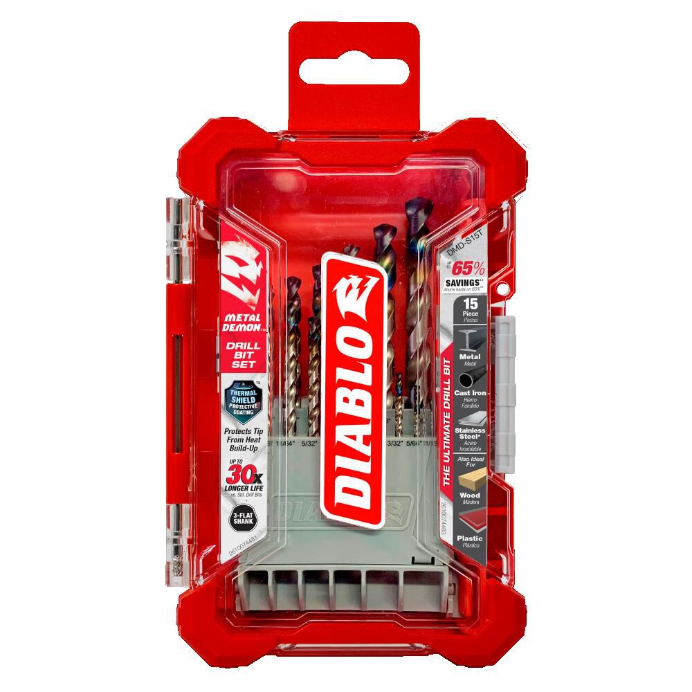 Diablo Tools Metal Demon Drill Bits Set for Mild, Hardened and Stainless, 15 Piece Discount