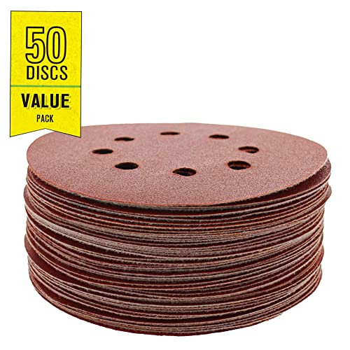 Gator 5″ Random Orbit Hook & Loop Red Resin Aluminum Oxide Sanding Discs, 8-Hole, 220 Grit, 50 Pack Hot on Sale