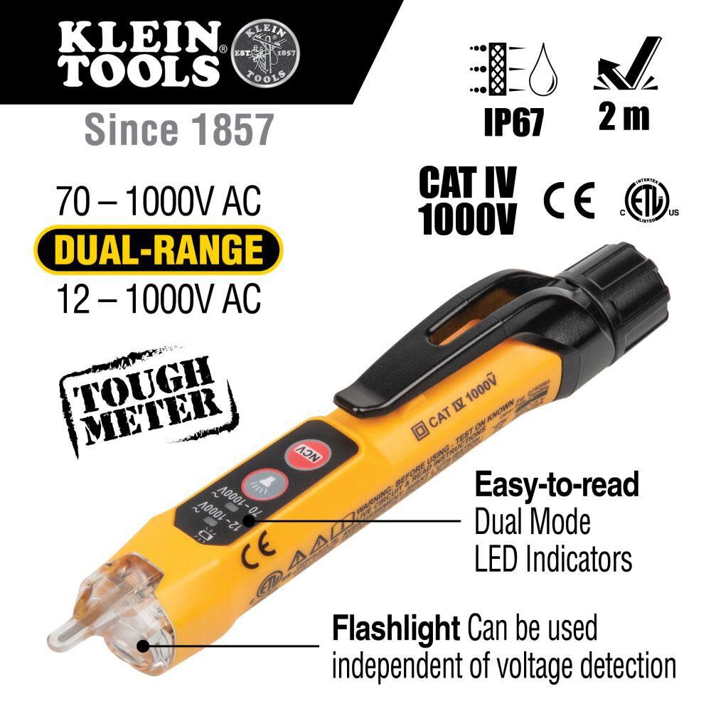 Klein Tools NCVT3PKIT Electrical Test Kit, Dual-Range Non-Contact Voltage Tester with Flashlight, AC/DC Voltage Tester Online Sale