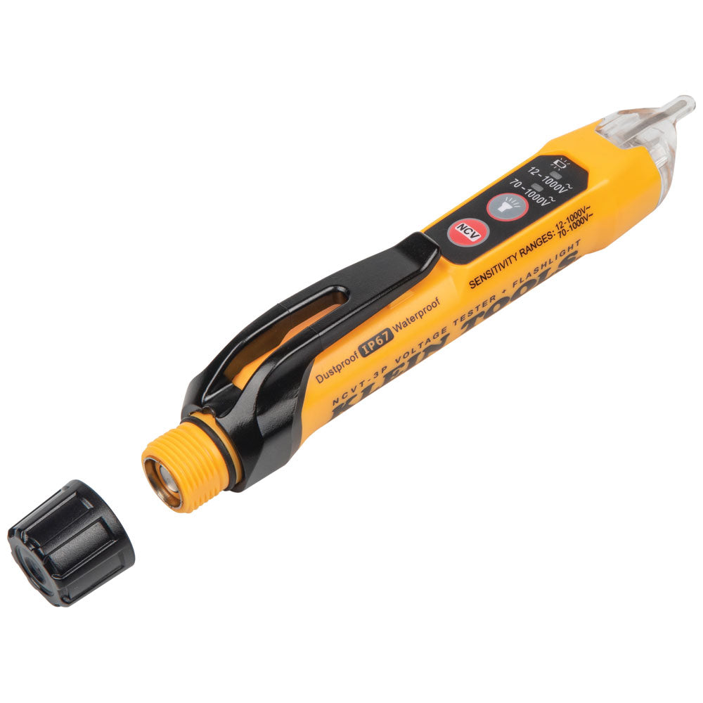 Klein Tools NCVT3P Dual Range Non Contact Voltage Tester, 12 – 1000V AC Pen, Flashlight, Audible and Flashing LED Alarms, Pocket Clip Hot on Sale