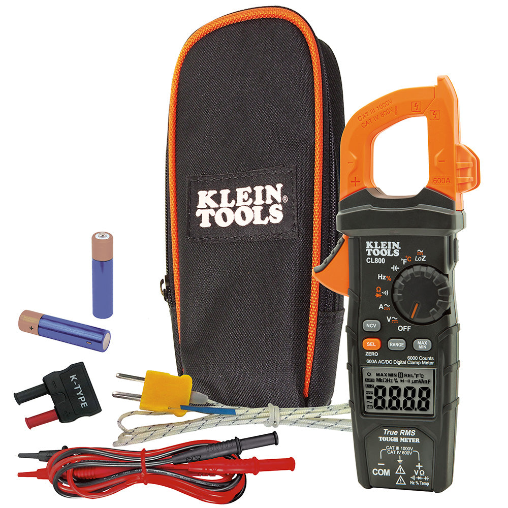 Klein Tools CL800 Digital Clamp Meter, Auto Ranging TRMS, AC/DC Volt/Current, LoZ, Continuity, Frequency, Capacitance, NCVT, Temp, More 1000V Fashion