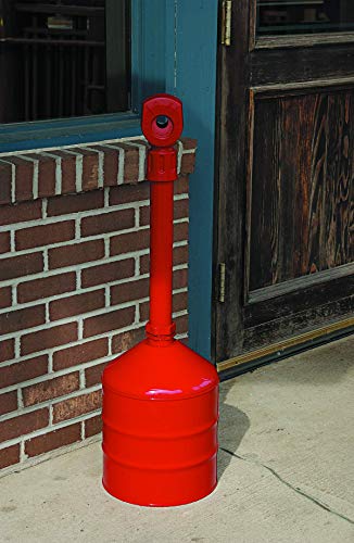 Justrite 26811R Steel Heavy Duty Butt Cans Cigarette Butt Receptacle, 5 Gallon Capacity, 11-1/2″ Diameter x 38-1/2″ Height, Red Supply