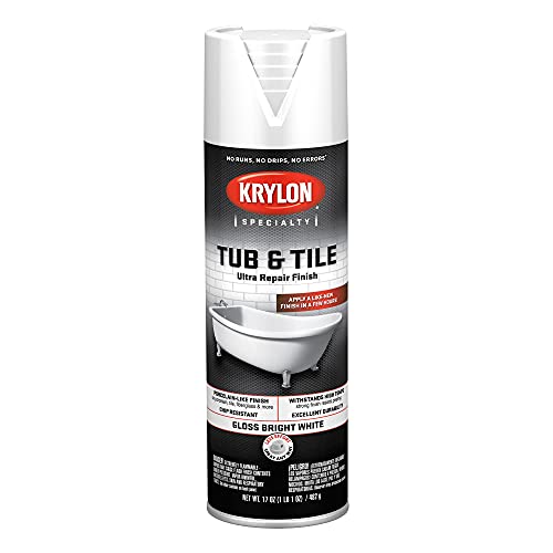 Krylon K04502007 Tub & Tile Ultra Repair Finish Spray Paint, Aerosol, Bright White, 17 Ounce Fashion