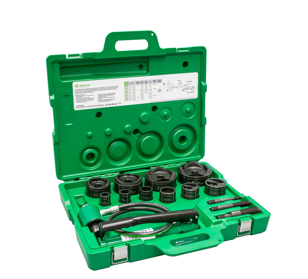 Greenlee 11-Ton Hydraulic Knockout Kit with Hand Pump and Slug-Buster 1/2″ – 4″ Hot on Sale