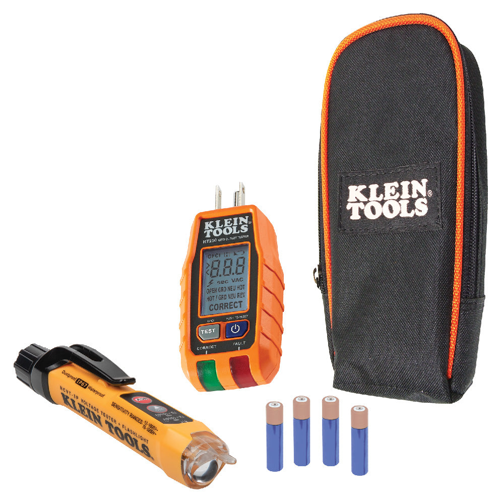 Klein Tools RT250KIT Non-Contact Voltage Tester and GFCI Receptacle Tester with LCD and Flashlight, Voltage Electrical Test Kit Sale