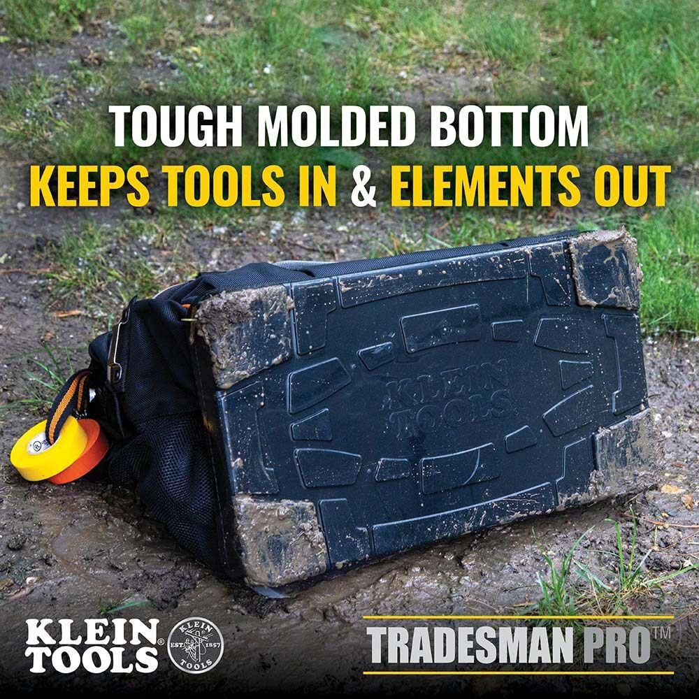 Klein Tools 55469 Tradesman Pro Wide-Open Tool Bag Made of 1680 Ballistic Weave with Molded Bottom and Detachable Shoulder Strap Online now