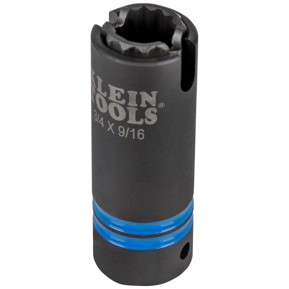 Klein Tools 66031 3-in-1 Slotted Impact Socket, 12-Point Deep Sockets, Coaxial Spring Loaded, 3/4 and 9/16-Inch Hex Sizes, 1/2-Inch Drive Fashion