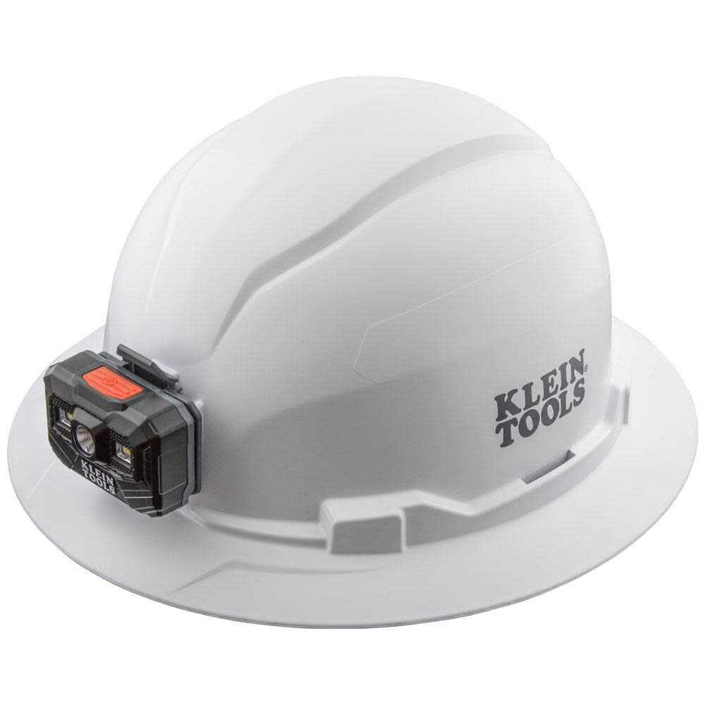 Klein Tools 60406RL Hard Hat, Rechargeable Headlamp, Non-vented, Full Brim Style, Padded Self-Wicking Odor-Resistant Sweatband, Tested up to 20kV, White Fashion