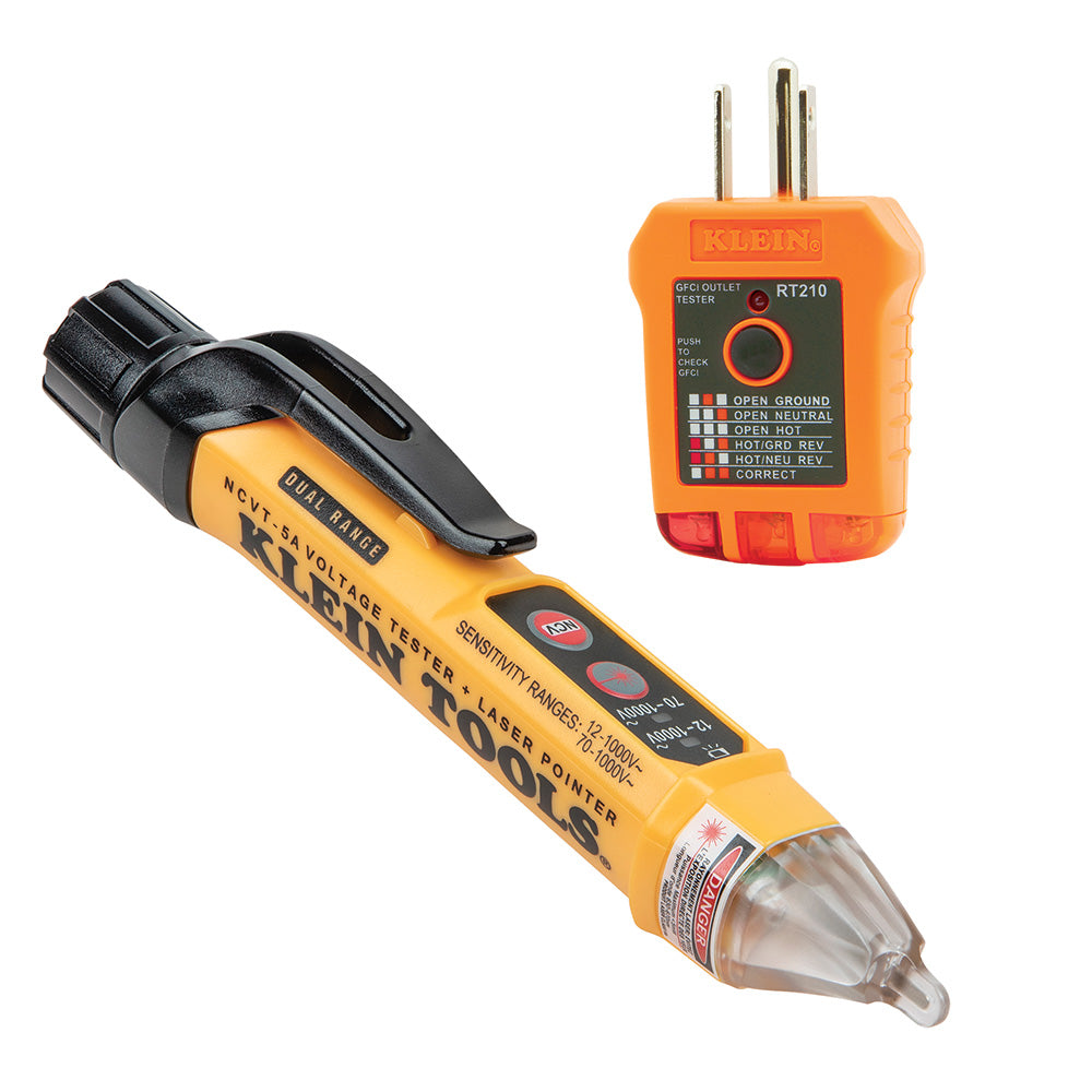 Klein Tools NCVT5KIT Electrical Tester Kit with Dual-Range Non Contact Voltage Tester with Laser Pointer and GFCI Receptacle Tester Sale