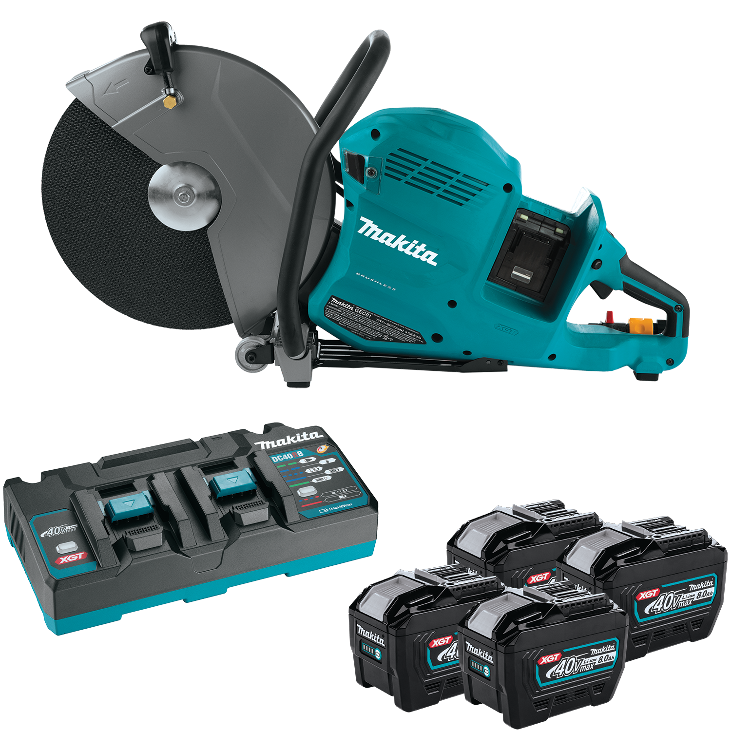 Makita 80V Max (40V Max X2) XGT GEC01PL4 Brushless 14 In. Power Cutter Kit with 4 Batteries, AFT, Electric Brake Sale