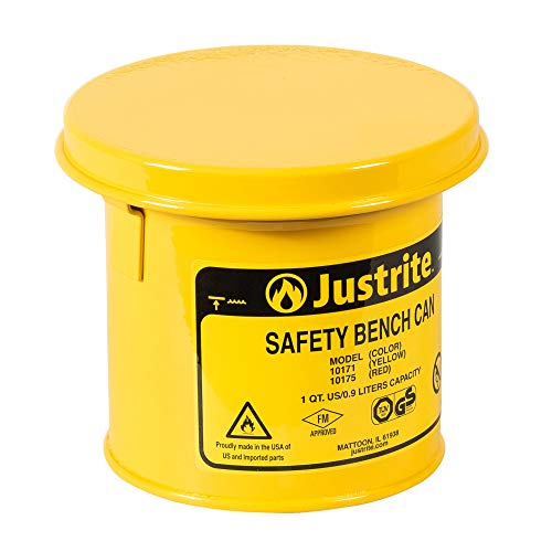 Justrite 10171 Steel Bench Can, 1L Capacity, Yellow Online Hot Sale