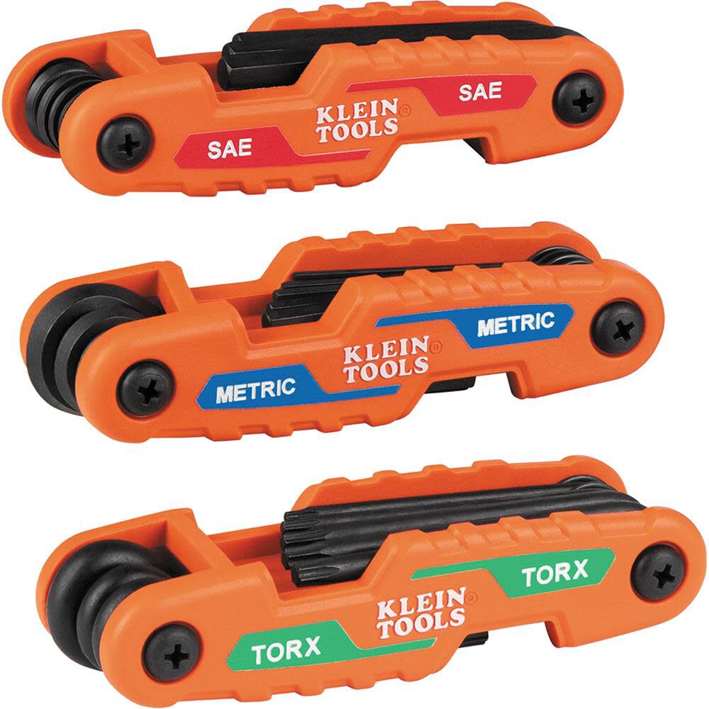Klein Tools 70553 3-Piece Pro Folding Hex Key Set, Metric, SAE, Torx Sizes, 31 Keys, Industrial Strength Heat Treated Alloy Steel Discount