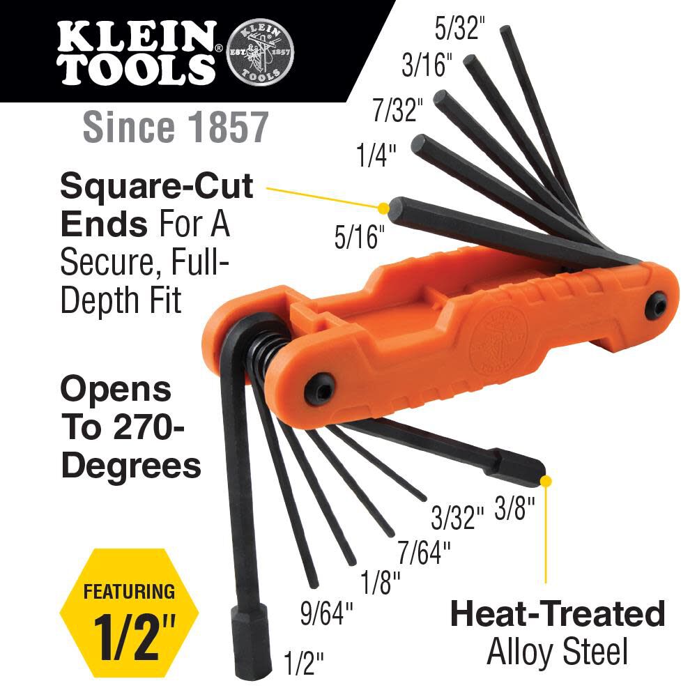 Klein Tools 70553 3-Piece Pro Folding Hex Key Set, Metric, SAE, Torx Sizes, 31 Keys, Industrial Strength Heat Treated Alloy Steel Discount