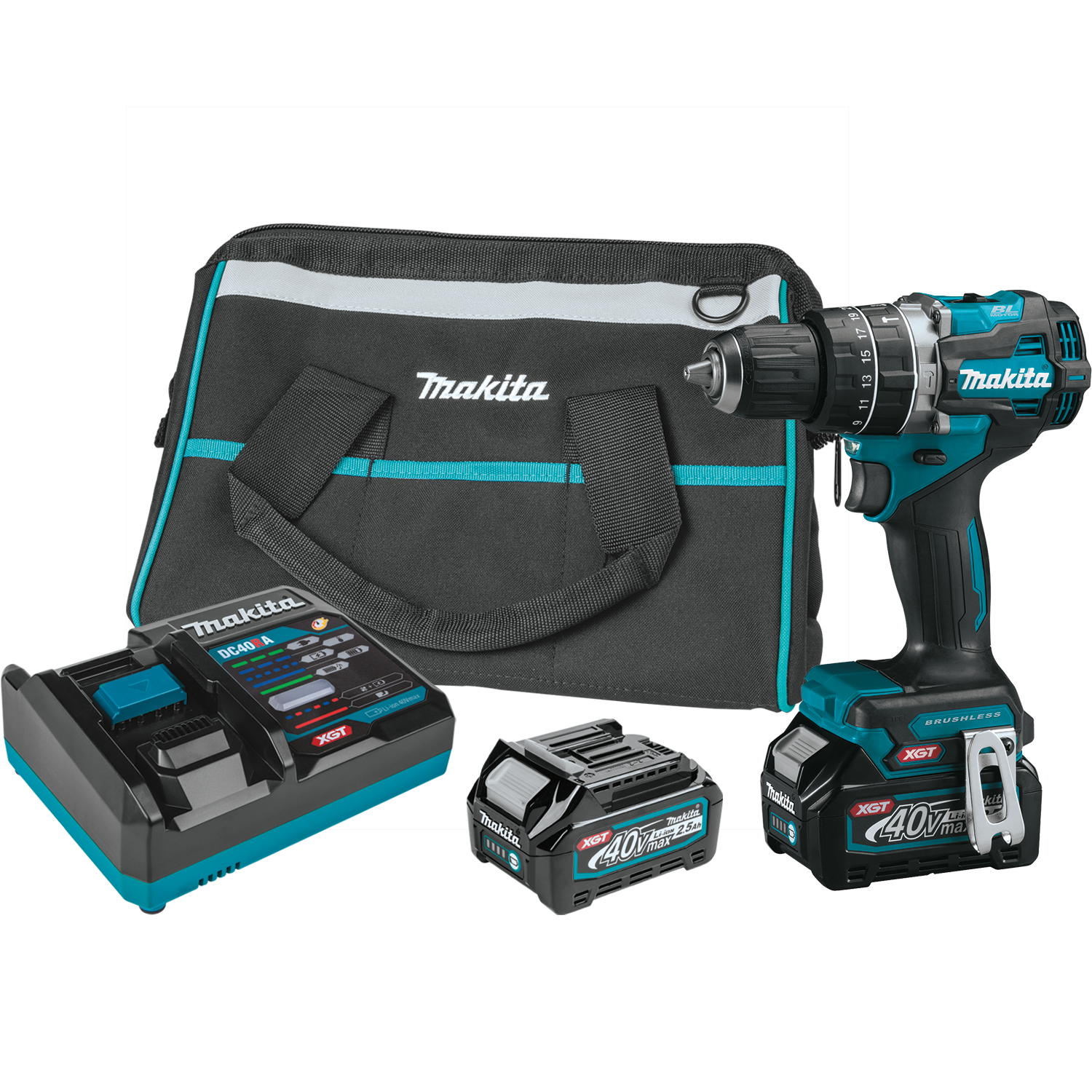 Makita 40V MAX XGT Compact Brushless Cordless 1/2″ Hammer Driver-Drill Kit (2.5Ah) on Sale