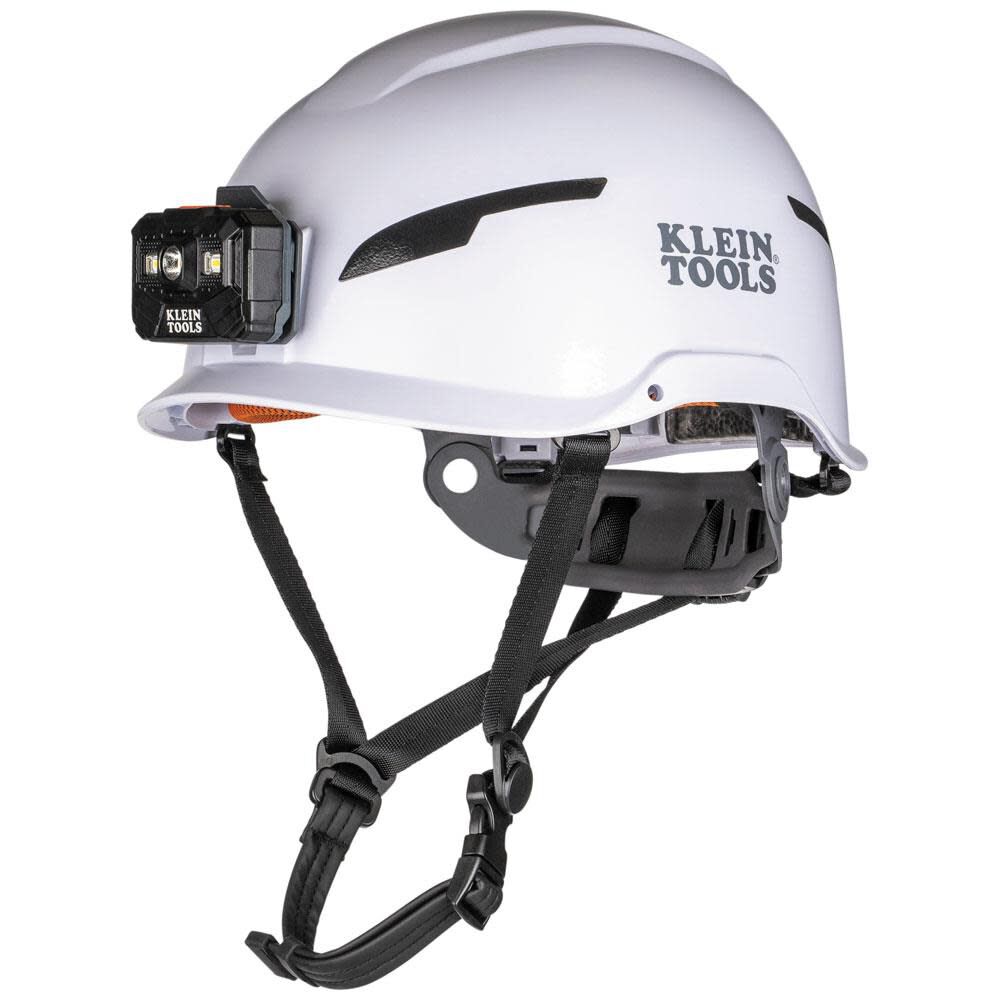 Klein Tools 60525 Safety Helmet, Type-2 Safety Helmet with Rechargeable Headlamp, Non-Vented, Class E, White Sale