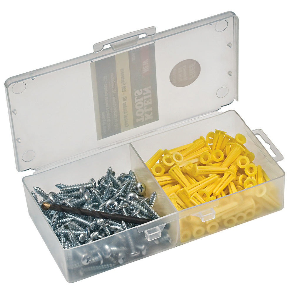 Klein Tools 53729 Conical Anchor Kit, 100 Anchors, 100 #2 Phillips, 1/4 Inch Masonry Drill Bit, Drywall and Masonry Discount