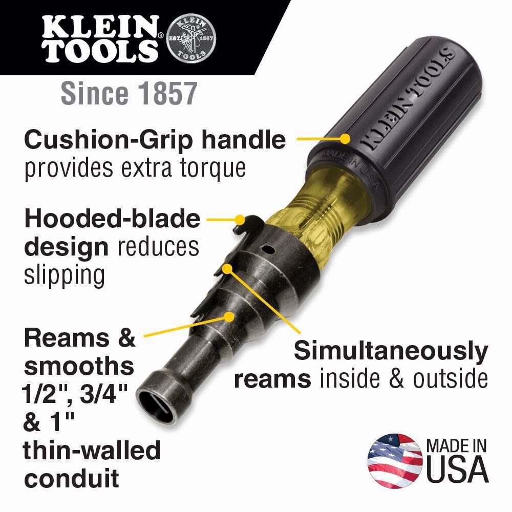 Klein Tools 85191 Screwdriver / Conduit Reamer, Made in USA, Conduit Fitting and Reaming Screwdriver for 1/2-Inch, 3/4-Inch, and 1-Inch Thin-Wall Conduit Discount