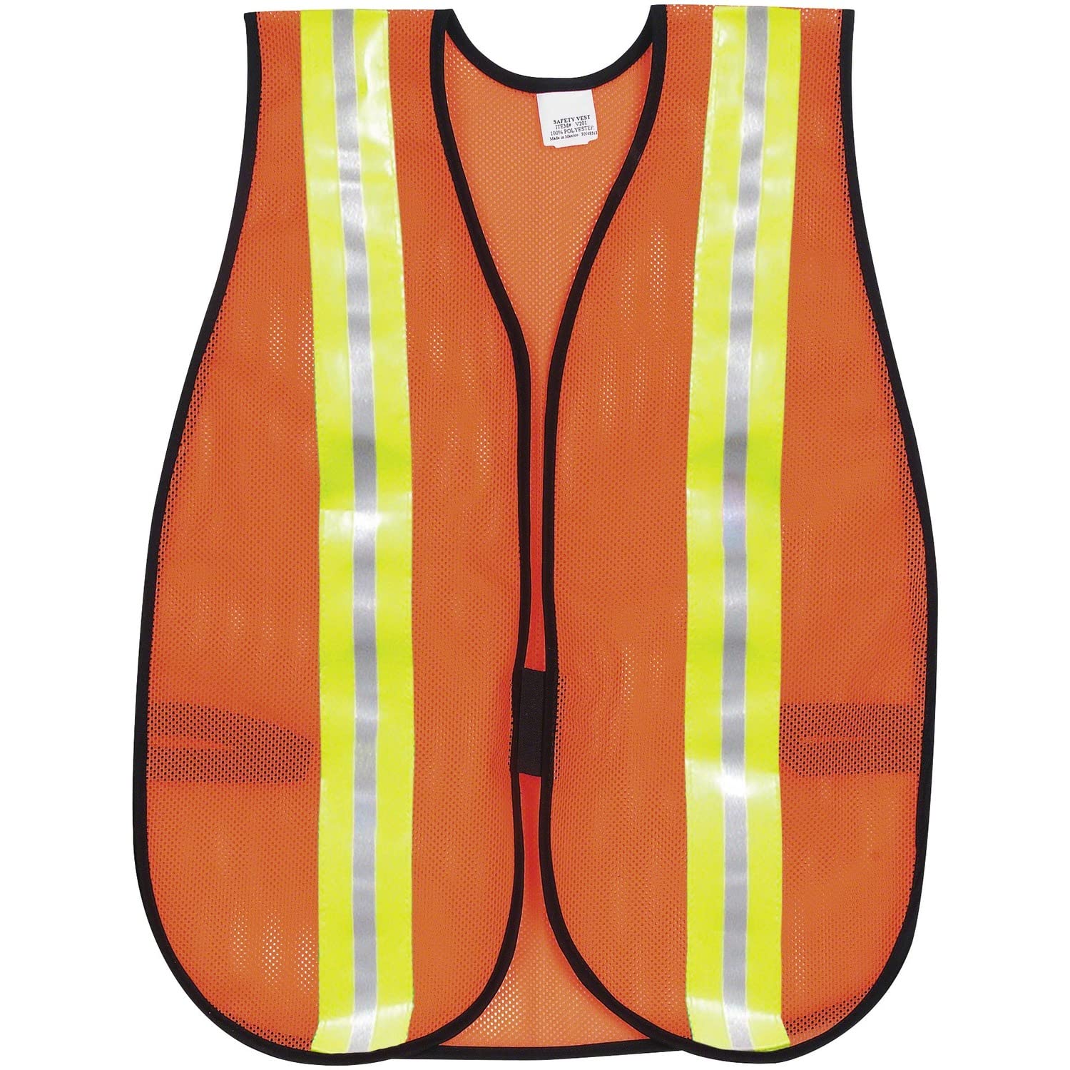 MCR Safety Vest V201R Polyester Mesh General Purpose Safety Vest with 2-Inch Lime/Silver Reflective Stripe, Fluorescent Orange, one size Online Hot Sale