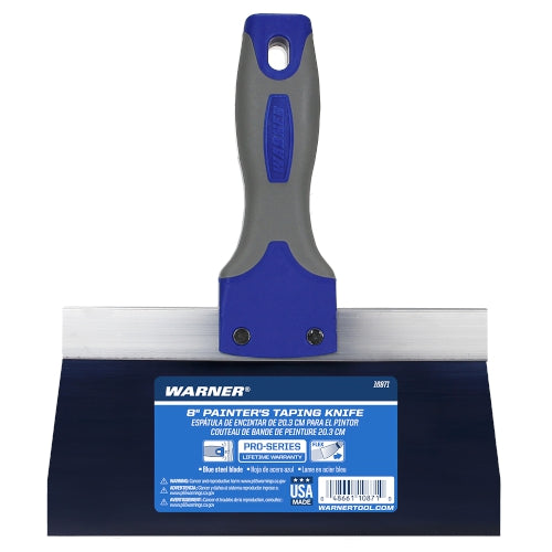 Warner Manufacturing 8″ ProGrip Blue Steel Drywall Taping Knife, Soft Grip Handle Fashion