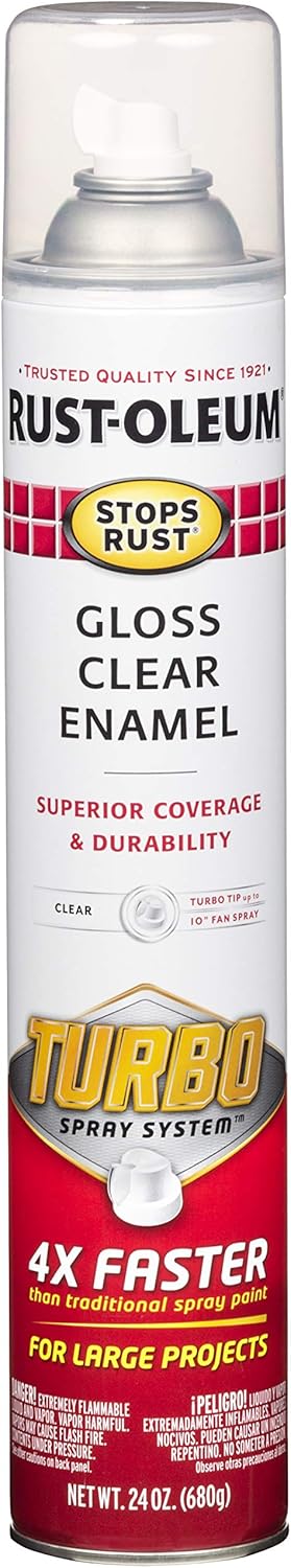 Rust-Oleum Stops Rust Turbo Spray Paint, 24 oz, Gloss Clear, (Pack of 1) on Sale