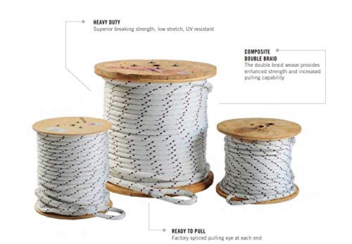 Southwire P-963 Double Braided Composite Rope for Cable Pulling; 9/16-Inch by 300Ft; 16;000 lbs Breaking Strength; UV; Chemical and Abrasion Resistant 300-Feet White Fashion