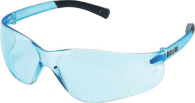 MCR Safety Glasses BK113 Light Blue Polycarbonate Lenses with UV Protection and Scratch Resistant Coating, Soft Non-Slip Temple and Nose Piece, 1 Pair on Sale