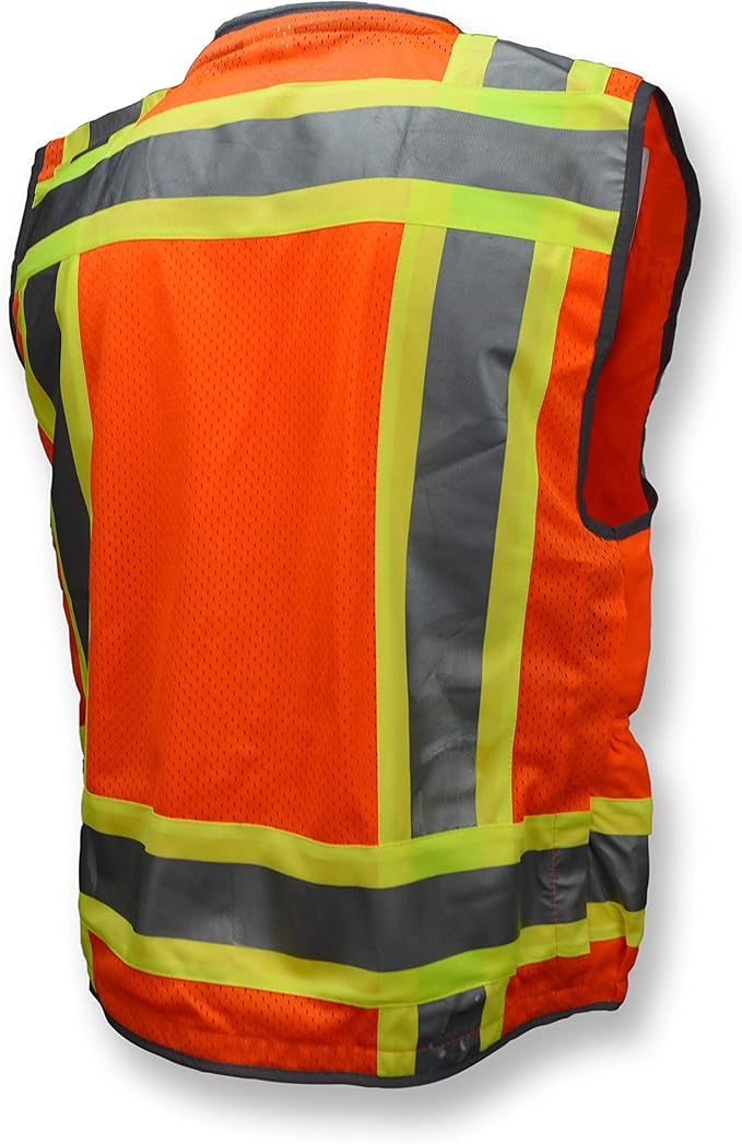 Radians Class 2 Heavy Woven Two-Tone Engineer Vest with Padded Neck to Support Extra Weight in Cargo Pockets, Orange, X-Large Online