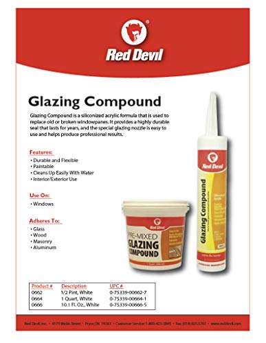 Red Devil 0662 Glazing Compound, 1/2 Pint, White Online now