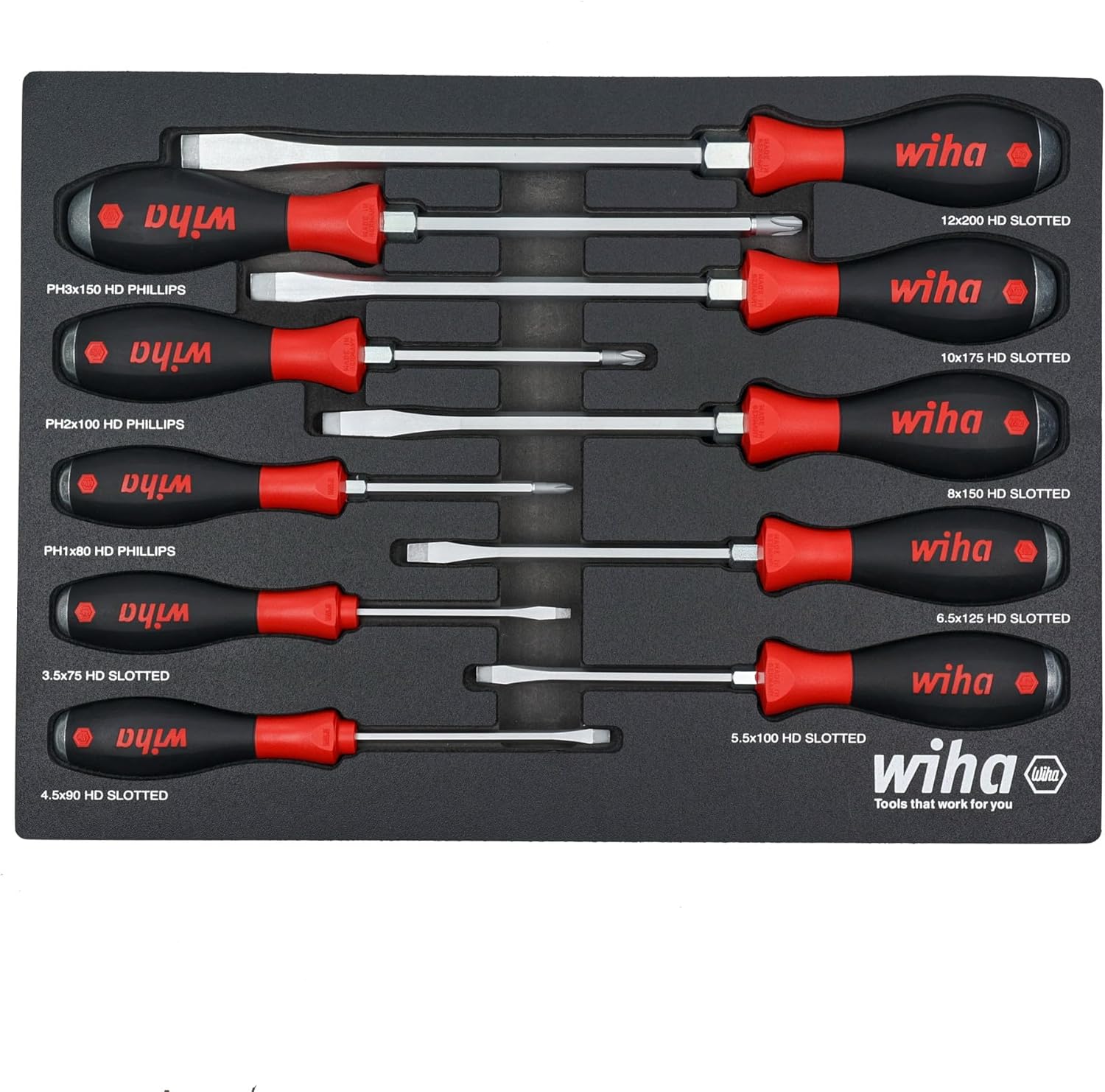 Wiha 10 Piece Extra Heavy Duty Cushion Grip Phillips Screwdriver Set Hot on Sale
