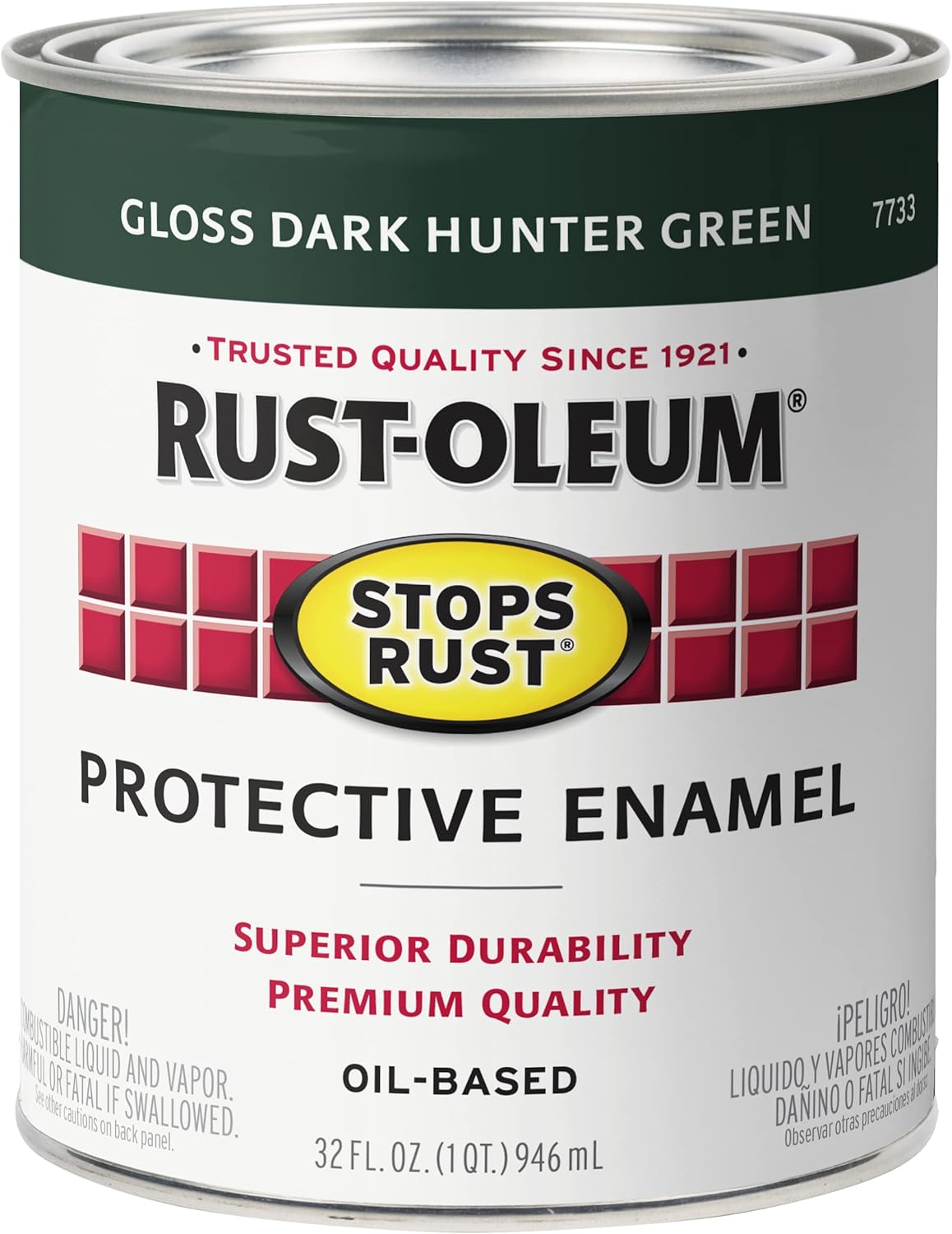 Rust-Oleum 2PK Stops Rust Brush On Paint, Quart (2 Pack), Gloss Dark Hunter Green, 64 Fl Oz Online Sale