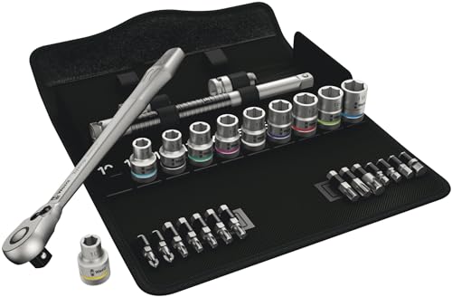 Wera 05004078001 8100 SC 8 Zyklop Metal Ratchet Set with Switch Lever, 1/2″ Drive, Metric, 28 Pieces Online Sale