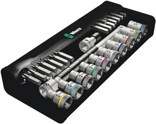 Wera 05004078001 8100 SC 8 Zyklop Metal Ratchet Set with Switch Lever, 1/2″ Drive, Metric, 28 Pieces Online Sale