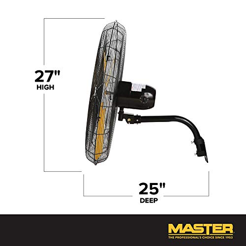 Master 24 Inch Oscillating Industrial High Velocity Wall Mount Fan for, Commercial, Shop or Garage, All Steel Construction (MAC-24WOSC) Sale