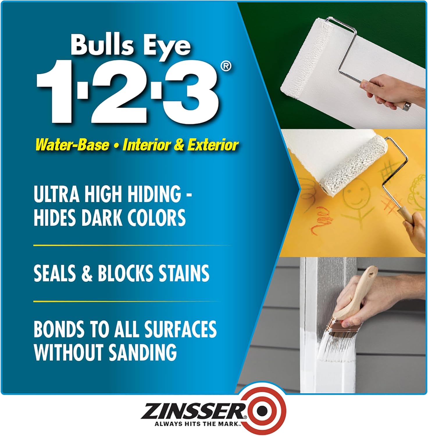 Rust-Oleum ZINSSER 1 qt White, Bulls Eye 1-2-3 Water-Based Stain Blocking Primer/Sealer Sale