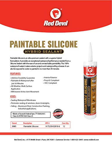 Red Devil 0985 Paintable Silicone Hybrid Sealant, 9 oz., White, 1 Pack Online Sale