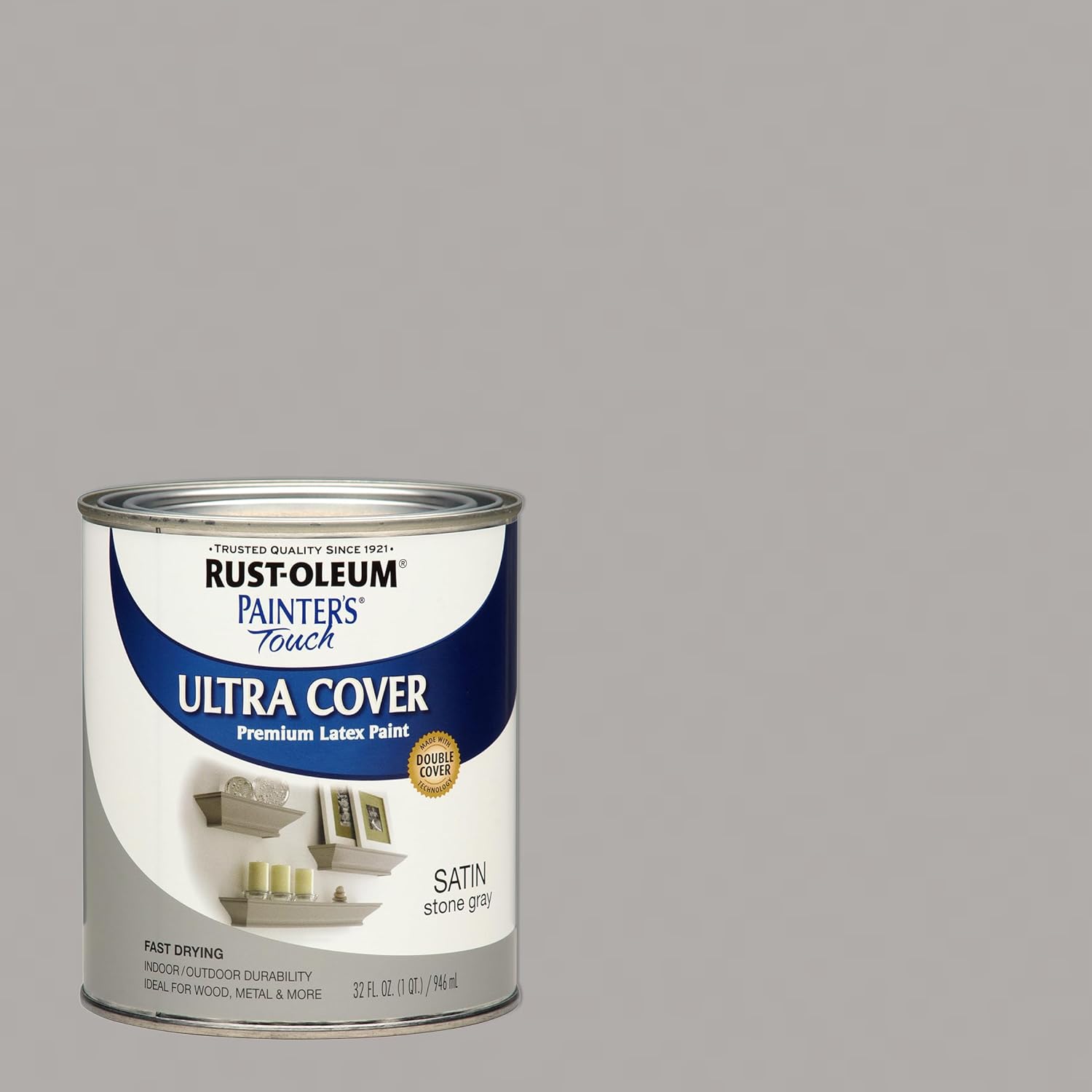 Rust-Oleum Painter’s Touch Latex Acrylic Paint, Satin Stone Gray 32 Fl Oz (Pack of 1) on Sale