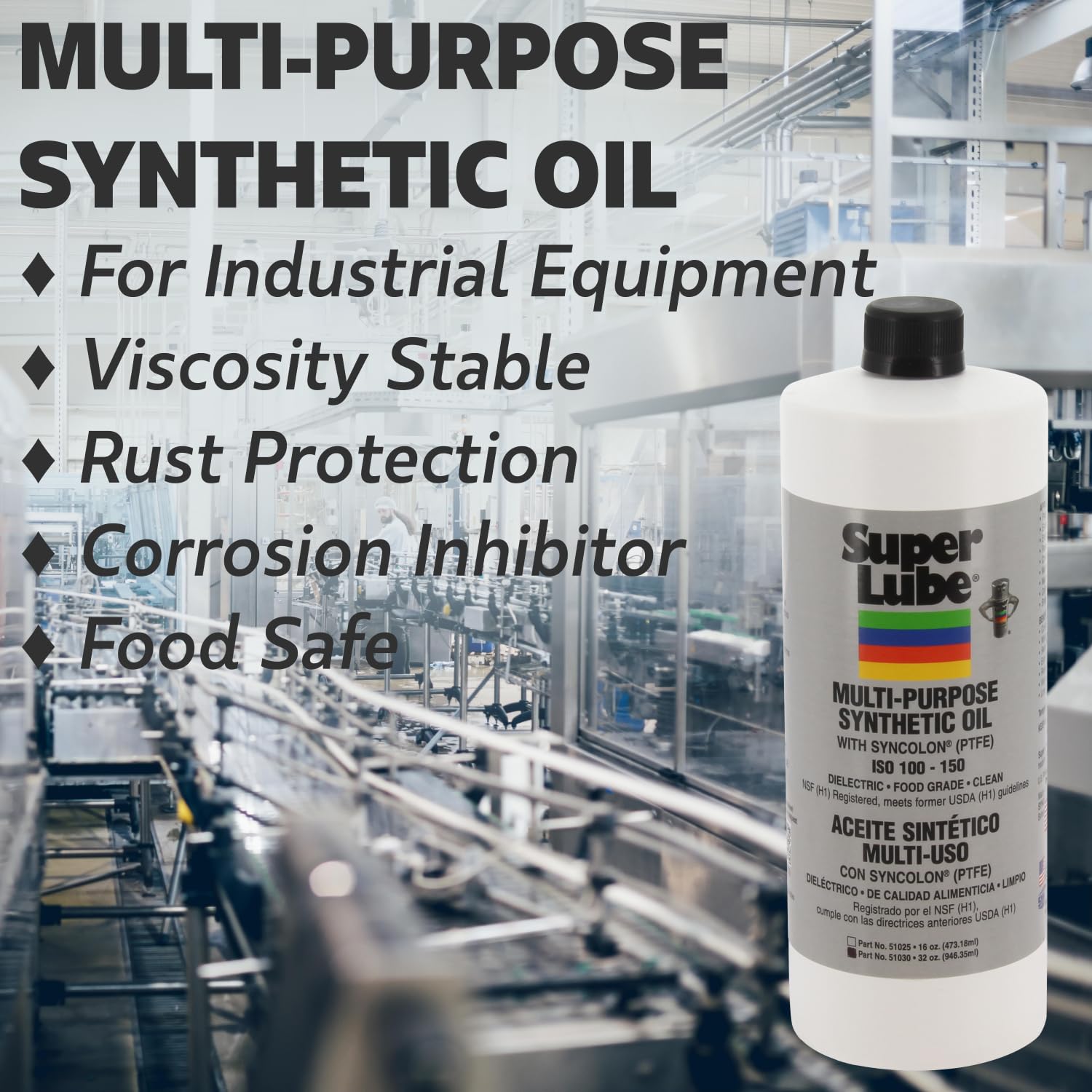 Super Lube Multi-Purpose Synthetic Oil w/Syncolon (Translucent, 8oz Bottle) | NSF Certified Food Grade & Clean | for Industrial Machinery & Equipment Discount