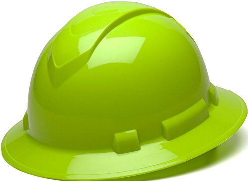 Pyramex Ridgeline Full Brim Hard Hat 4-Point Ratchet Suspension (Hi-Vis Lime) Supply