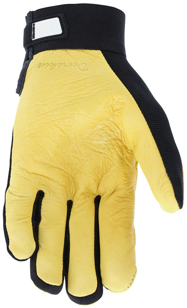 MCR Safety Mechanics Gloves Supple Grain Deerskin Palm Adjustable Hook and Loop Wrist Closure Flexible and Breathable Spandex Back on Sale