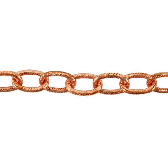 Copper Chain – Textured Oval Cable 9.2mm – By the Foot Fashion