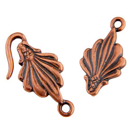 Copper Plate Hook & Eye Clasp – Leaf – 1 Set Sale