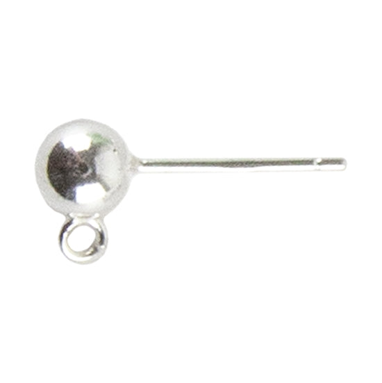 925 Sterling Silver Ear Stud Finding – Ball with Loop – Pkg/4 on Sale