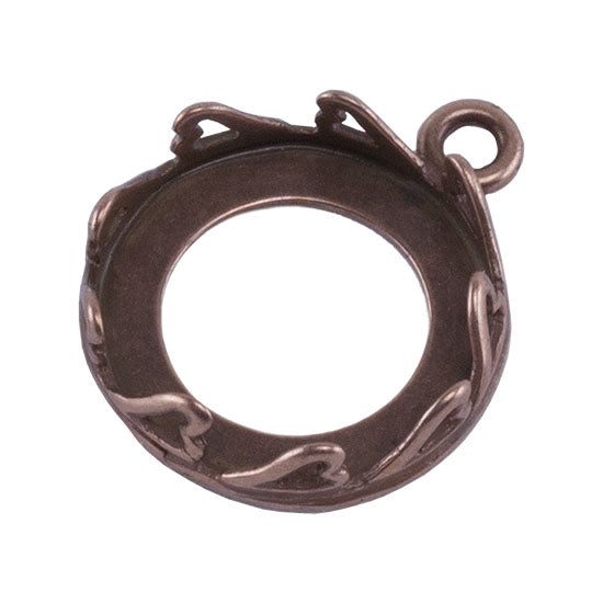 Copper Plate Pendant Setting – Hearts Round 14mm Pkg/2 Online now