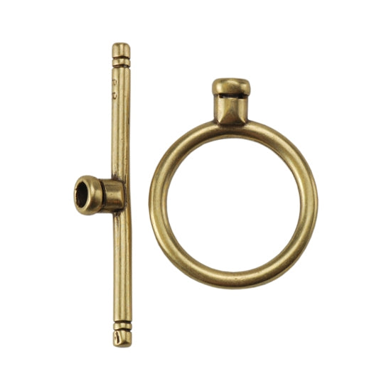 Bronze Plate Toggle Clasp – Round Thin Crimp End 1 Set Supply