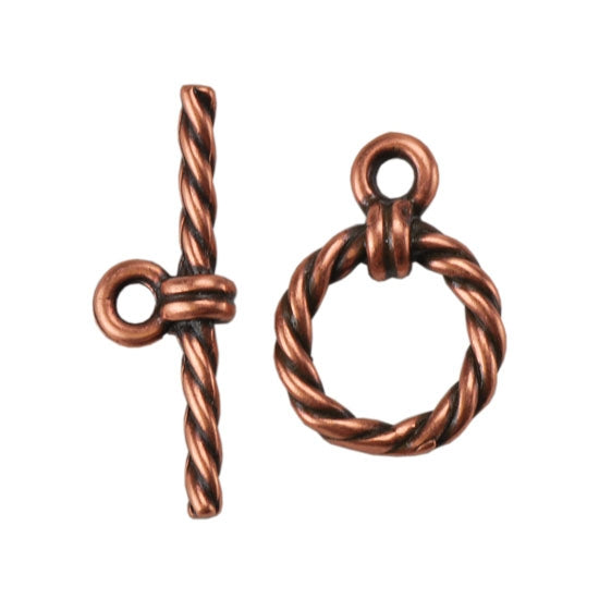 Copper Plate Mini Toggle Clasp – Roped Circle – 1 Set on Sale