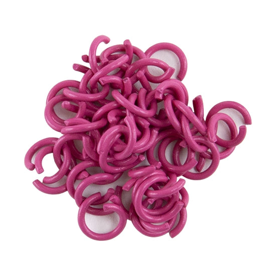 Colored Open Jump Rings – Magenta Color – Round 8mm 17 gauge – Pkg/50 Supply