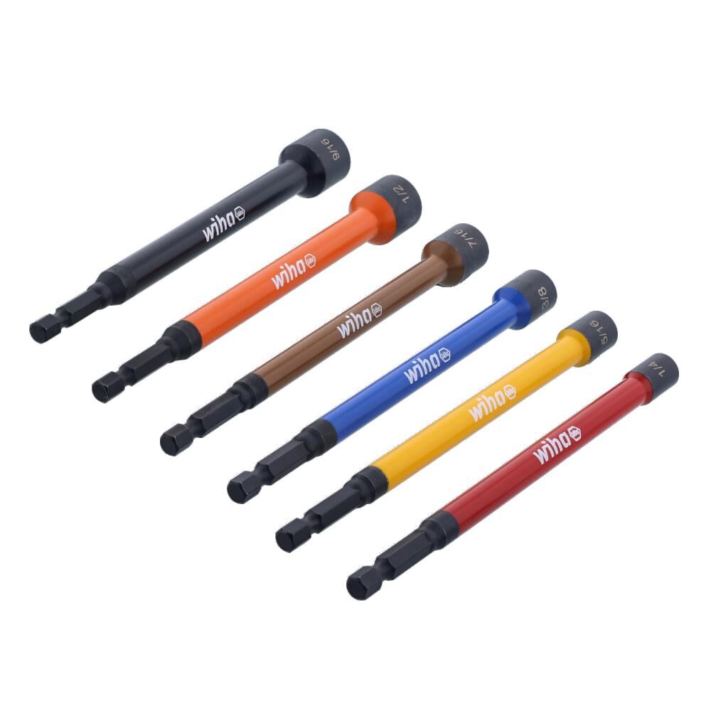 Wiha 70486 Color Coded Magnetic Nut Setter SAE 6 Pc. Set Hot on Sale