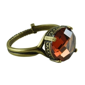 Antique Brass Crown Setting Adjustable Crimp Ring – Round Sale